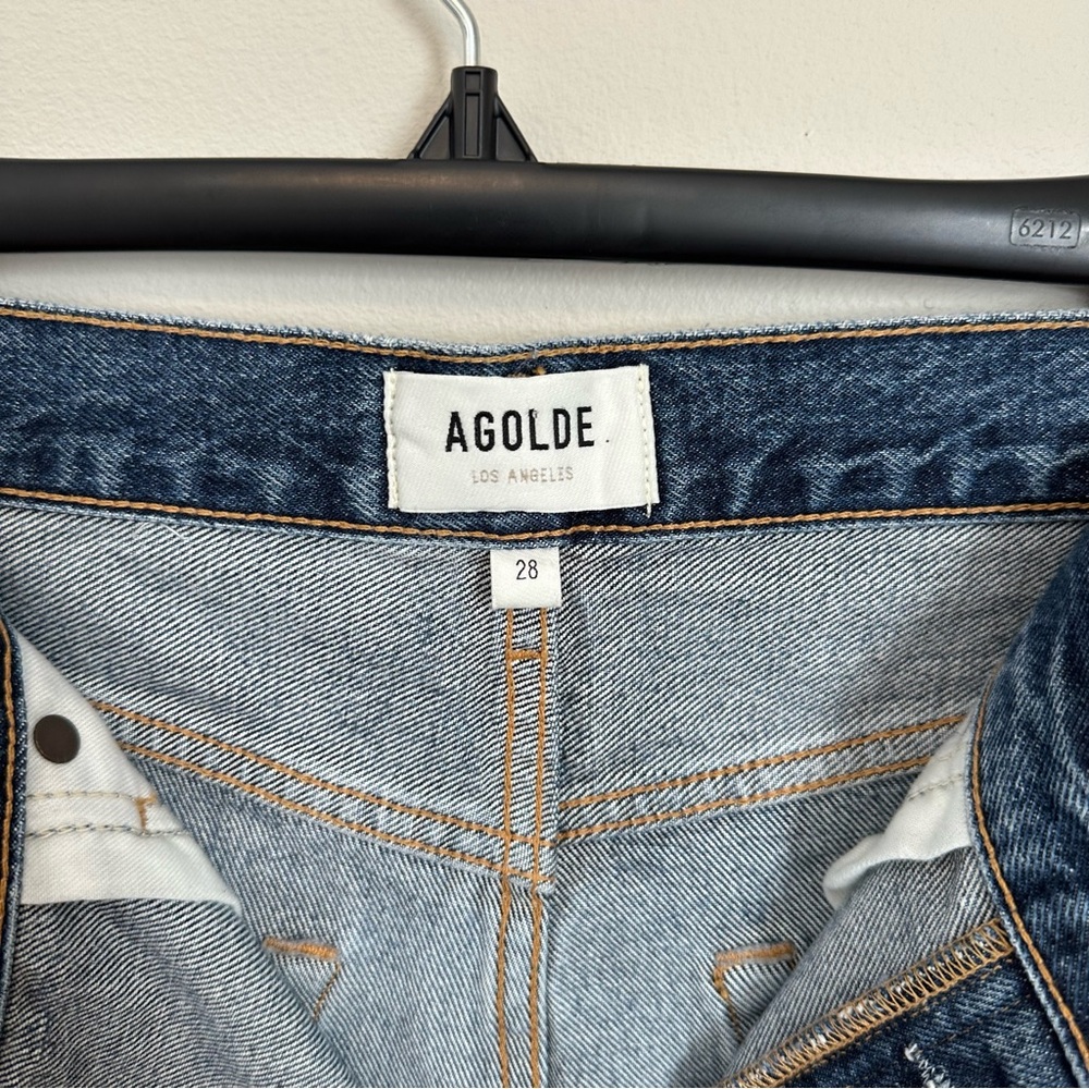AGOLDE RISHI Denim Shorts 28 NWOT High Rise Vintage Wash Wide Leg Jorts - Picture 6 of 11
